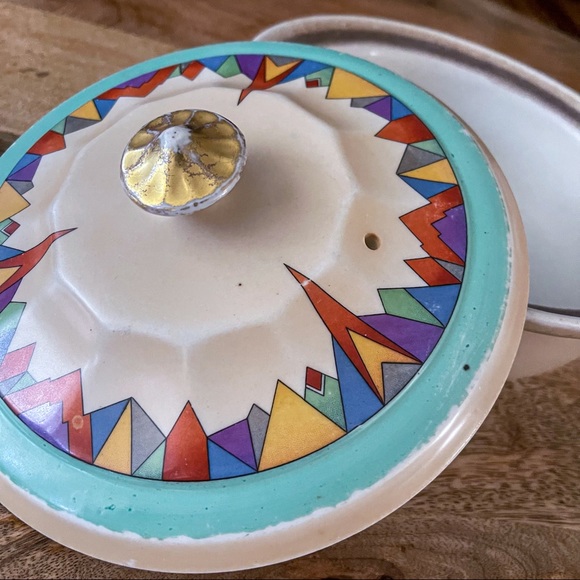 Hall China casserole dish with lid Art Deco design VTG MCM - Picture 3 of 7
